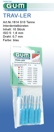 GUM Zahnpflege: hier die Interdentalb&uuml;rsten Mod. 1614 Travler Interdental ISO 5  1,6 mm